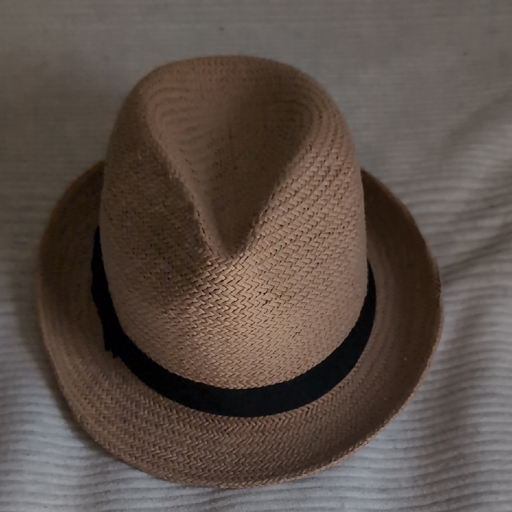 Banana Republic Tan Straw Hat with Black Trim